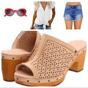 Ugg Australia nude clog heels. Size 9